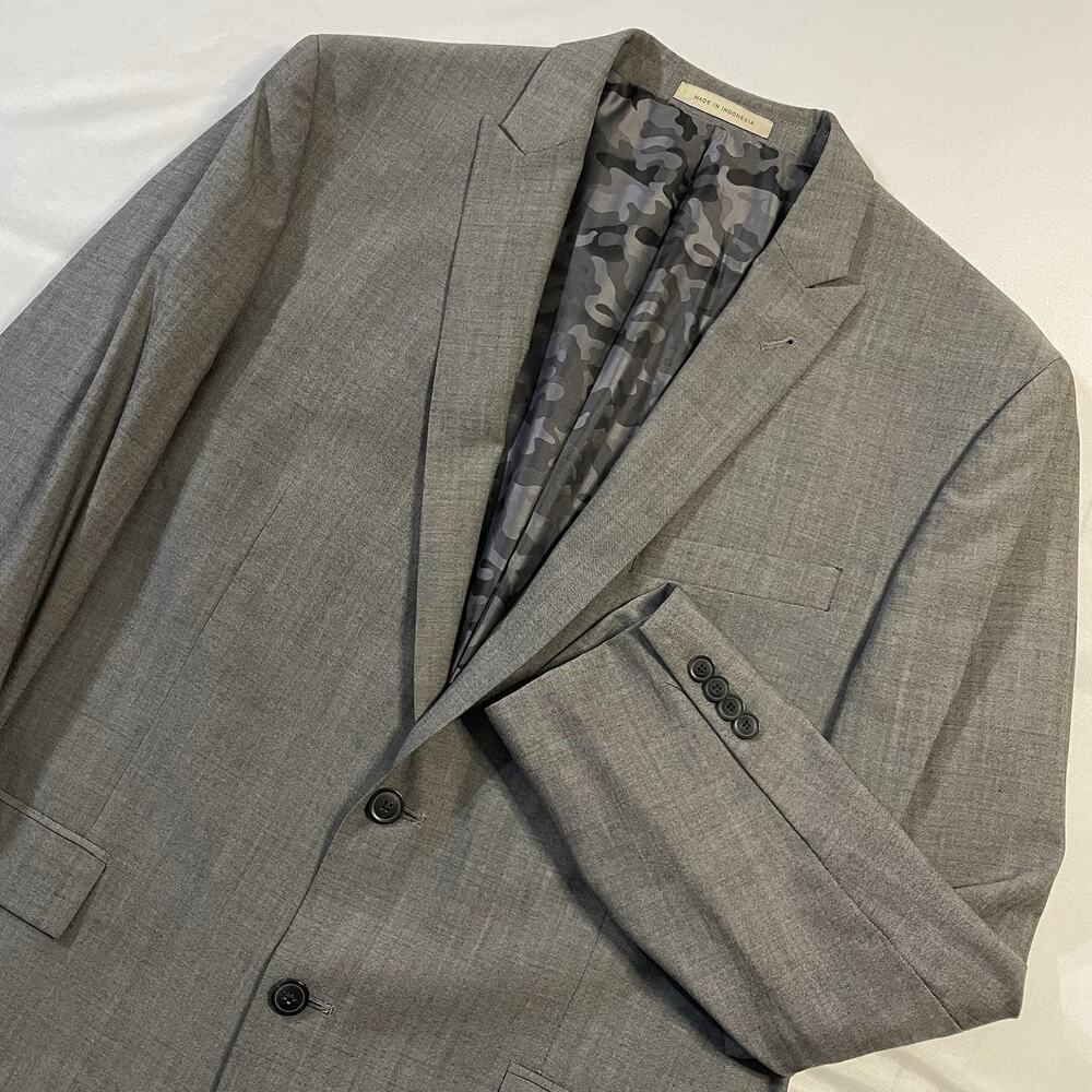 Joe Joseph Abboud Slim‎ Fit 44R Gray Sharkskin Super 120s Wool Suit Jacket Camo